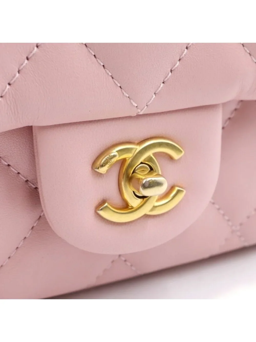 Chanel Mini Quilted 17 Chain Shoulder Bag Lambskin Pink